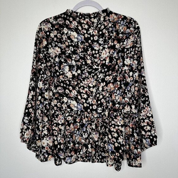 Collective Concepts Whimsical Blouse Black Floral 2XL - Picture 7 of 11